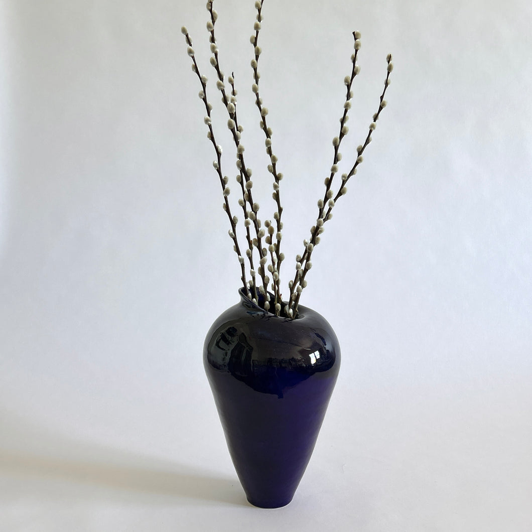 Deep sea blue coil pot vase 001