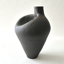 Load image into Gallery viewer, Black clay dimple vase