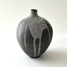 Load image into Gallery viewer, Black clay crackle vase