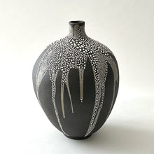 Load image into Gallery viewer, Black clay crackle vase