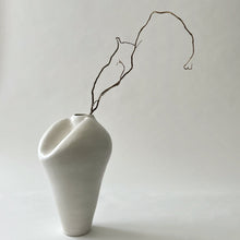 Load image into Gallery viewer, White dimple vase tall