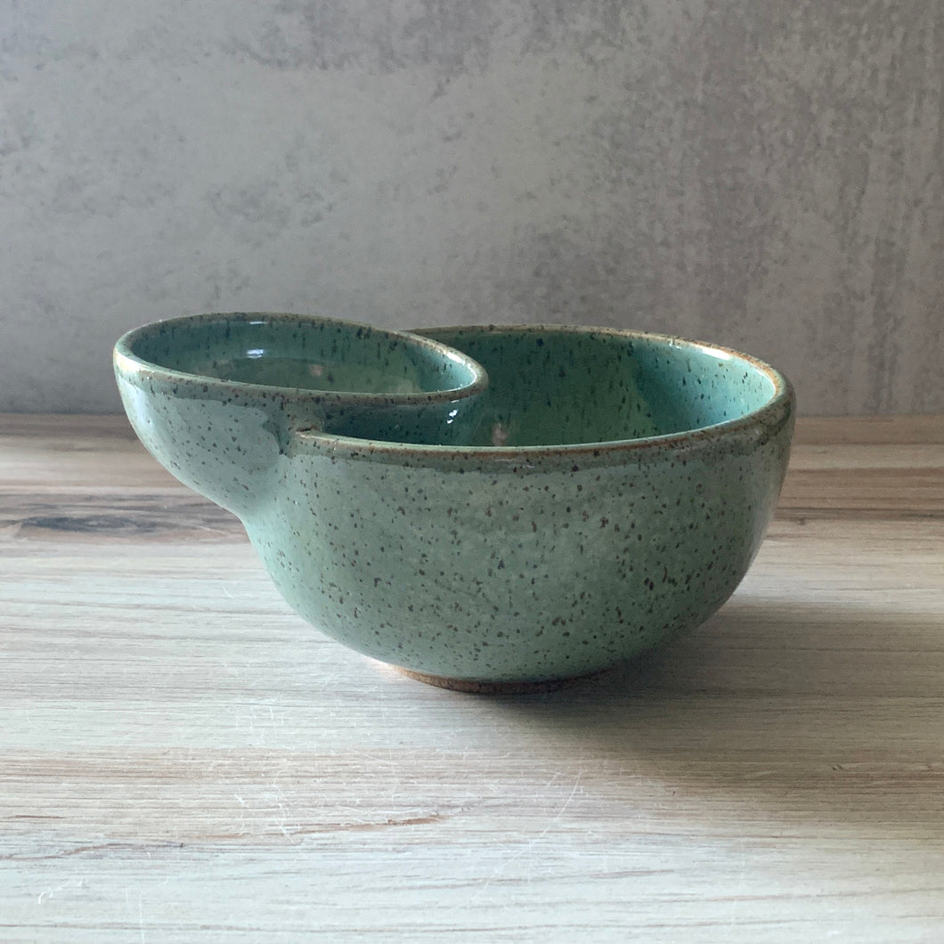 Chip and dip bowl, teal speckled