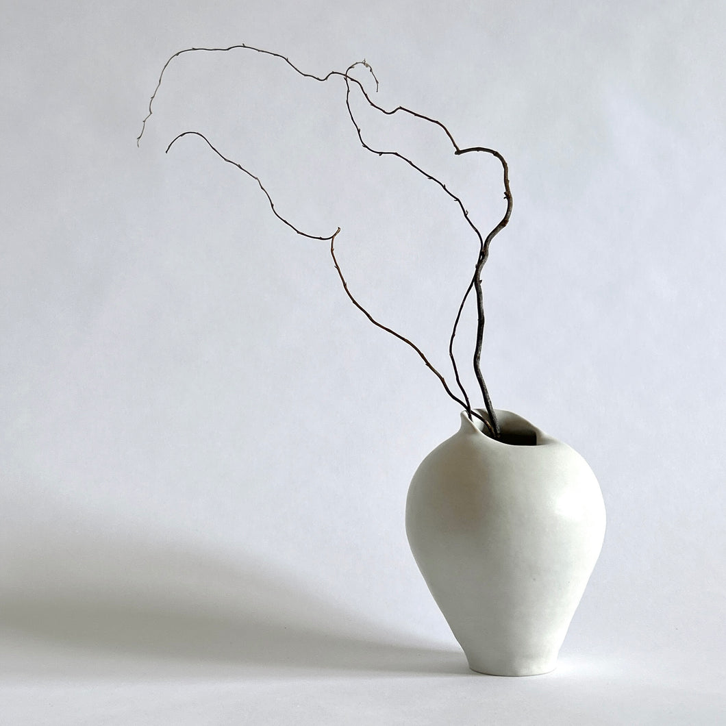 White matte coil pot vase