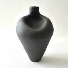 Load image into Gallery viewer, Black clay dimple vase
