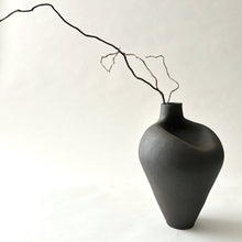 Load image into Gallery viewer, Black clay dimple vase
