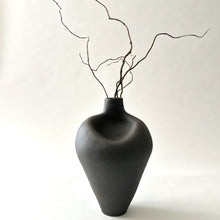 Load image into Gallery viewer, Black clay dimple vase
